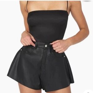 WeWoreWhat Black High Waist Leather Shorts